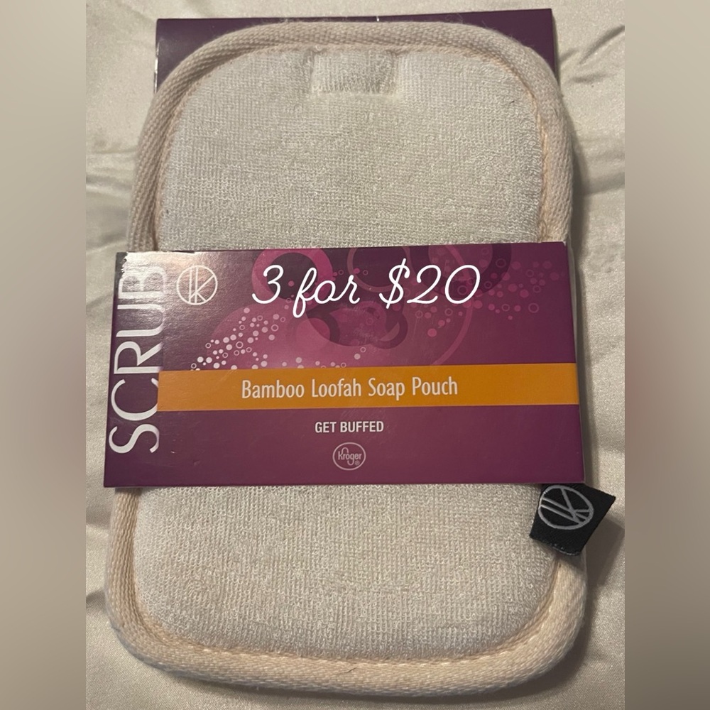 Scrub Bamboo Loofah Soap Pouch NWT 3itemsfor$20